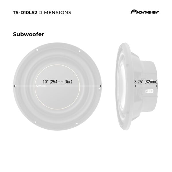 Pioneer TS-D10LS2 - Powerful 10-inch Shallow Subwoofer, 1300 Watts Peak PowerSingle 2 Ohms Voice Coil and Compact Design for Deep Bass - Image 2