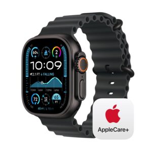 Apple Watch Ultra 2 [GPS + Cellular 49mm] Smartwatch, Sport Watch with Black Titanium Case with Black Ocean Band. Fitness Tracker, Precision GPS, Action Button with AppleCare+ (2 Years)