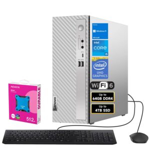 Lenovo 2025 IdeaCentre 3i Business AI-Enhanced Office Desktop, Intel Core i5-14400, 64GB RAM, 2TB SSD, Wi-Fi 6, SD Card Reader, US Wired KB & M, Win 11 Home, Bundle with ADATA 512GB External SSD