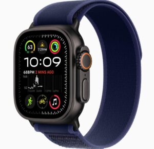 Apple Watch Ultra 2 [GPS + Cellular 49mm] - Black Titanium Case with Blue Trail Loop, M/L (Renewed)