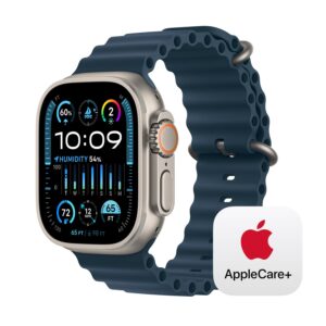 Apple Watch Ultra 2 [GPS + Cellular 49mm] Smartwatch with Rugged Titanium Case & Blue Ocean Band One Size. Fitness Tracker, Precision GPS, Action Button, Bright Retina Display w/ AppleCare+ (2 Years)