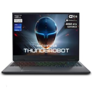 Thunderobot Radiant 16 4060 2.5K Gaming Laptop, 16" WQXGA 165Hz Display, Intel Core i7-13650HX, GeForce RTX 4060, 32GB DDR5 RAM, 1TB PCIe SSD, RGB Backlit Keyboard, Wi-Fi 6, Windows 11 Home, Gray