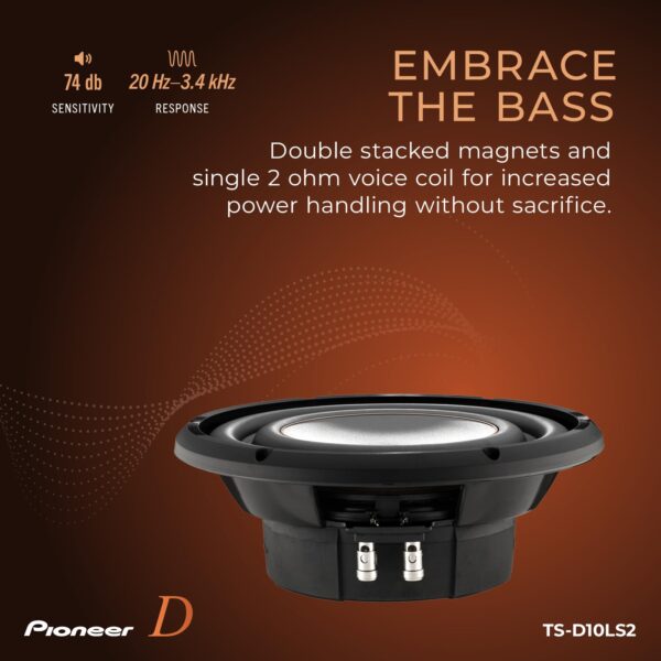 Pioneer TS-D10LS2 - Powerful 10-inch Shallow Subwoofer, 1300 Watts Peak PowerSingle 2 Ohms Voice Coil and Compact Design for Deep Bass - Image 3