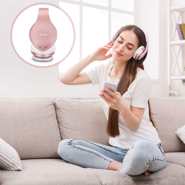 ZIHNIC Bluetooth Headphones Over-Ear, Foldable Wireless and Wired Stereo Headset Micro SD/TF, FM for Cell Phone,PC,Soft Earmuffs &Light Weight for Prolonged Wearing(Rose Gold) - Image 6
