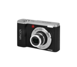 Minolta 56MP Dual Lens Digital Camera – 5X Optical Zoom, 5K Ultra HD Video, CMOS Sensor, 2.8-inch LCD Screen, Stabilization, Selfie Lens, 32GB Card, Rechargeable Battery (Black)