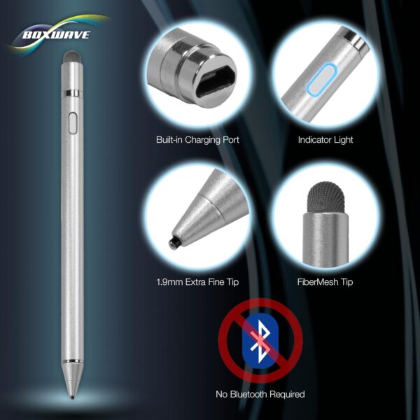 BoxWave Stylus Pen Compatible with Planet Computers Astro Slide - AccuPoint Active Stylus, Electronic Stylus with Ultra Fine Tip - Metallic Silver - Image 7
