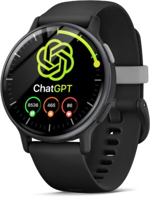 AI ChatGPT Translator Watch, Fitness Tracking, Heart Rate & Sleep Monitor, OLED Display, Titanium Alloy IP68 Waterproof, Multi-Sport Modes, (Black)