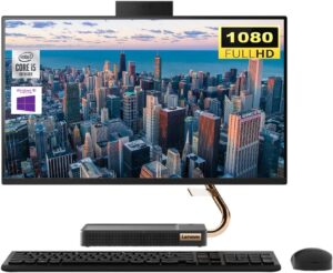 Lenovo IdeaCentre 5 23.8" FHD All-in-One Desktop, Intel Core i5-10400T Processor, 16GB RAM 1TB SSD, WiFi 6, Bluetooth, Webcam, Wireless Keyboard & Mouse, Windows 10 pro, Black