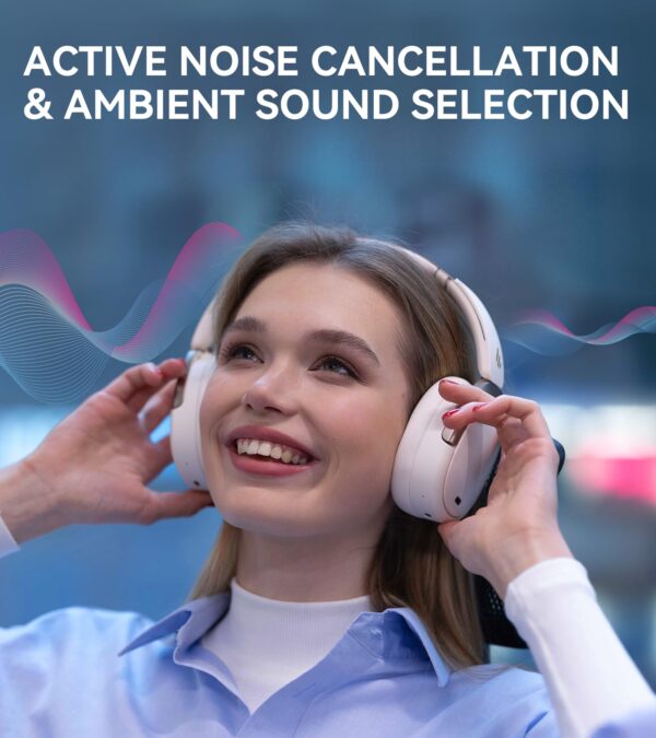 Edifier WH950NB Active Noise Cancelling Headphones, Bluetooth 5.3 Wireless Headphones, LDAC Hi-Res Audio, 55 Hours Playtime, Google Fast Pairing for Android, Dual Device Connection, App Control, White - Image 4