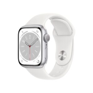 Apple Watch Series 8 [GPS, 41mm] - Silver Aluminum Case with White Sport Band, M/L (Renewed)