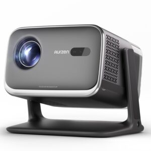 Aurzen BOOM mini Google TV Smart Projector with WiFi and Bluetooth, 4K Supported Outdoor & Home Movie Projector with 20W Speakers DoIby Audio, Real-Time Focus & Keystone, 500 ANSI Lumens, Black