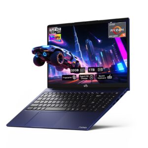 NIMO 15.6'' FHD IPS Business-Laptop-Computer - AMD Ryzen 5 6600H, 32GB DDR5 RAM 1TB SSD(Beat R7 5700U, 6 Cores Up to 4.5GHz), 100W Type-C, 6 Cores 660M GPU, Fingerprint, Backlit Keyboard, Win 11
