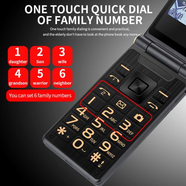 Diyeeni 2.8in Flip Phones for Seniors, Big 2G Phone for Elderly, Dual SIM Simple Phone with 5900mah Battery, 32MB /ROM, LED Flashlight, SOS, Camera, E Book - Image 4