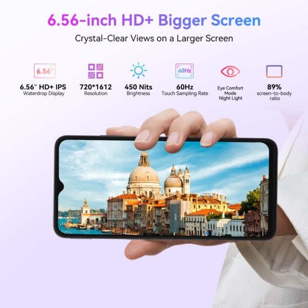 Blackview Wave 8C Unlocked Android Phones, Android 14 Unlocked Phones, Octa-Core 6GB+64GB/SD 2TB, 5000mAh Smart Phone, 6.56" HD, 2 Years Warranty, 3 Card Slots, 4G Dual T-Mobile, 3.5mm Headphone Jack - Image 5