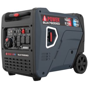 A-iPower 7600W Dual Fuel Portable Inverter Generator, Electric Start RV Ready, EPA & CARB Compliant CO Sensor, With Telescopic Handle For Backup Home Use, Tailgating & Camping (SUA7600iED)