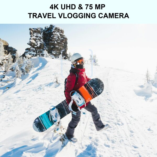Yatao Cameras for Photography & Vlogging,75MP 4K Digital Camera with Flip Touchscreen, 10X Optical Zoom, WiFi, 64GB TF Card, Card Reader, Compact YouTube Camera for Travel, Beginners, Creators - Image 6