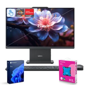 Lenovo 2025 IdeaCentre Next Gen Copilot AI Ready Business All-in-One, 27" FHD Touchscreen 100Hz, AMD Ryzen 7 7735HS, 32GB DDR5 RAM, 2TB SSD, Wi-Fi 6, Win 11 Pro, Grey, ADATA 512 External SSD Bundle