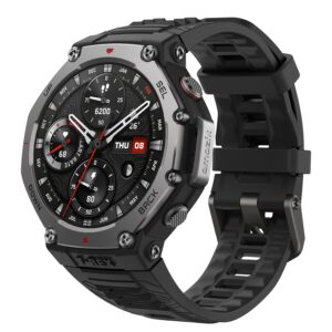 Amazfit Refurbished T-Rex 3 Rugged Military Smart Watch 48mm, GPS, Offline Maps, 100m Water-Resistant, Outdoor Fitness Smartwatch for Men, 170 Sport Modes, AI, Voice Control, Renewed (Black)