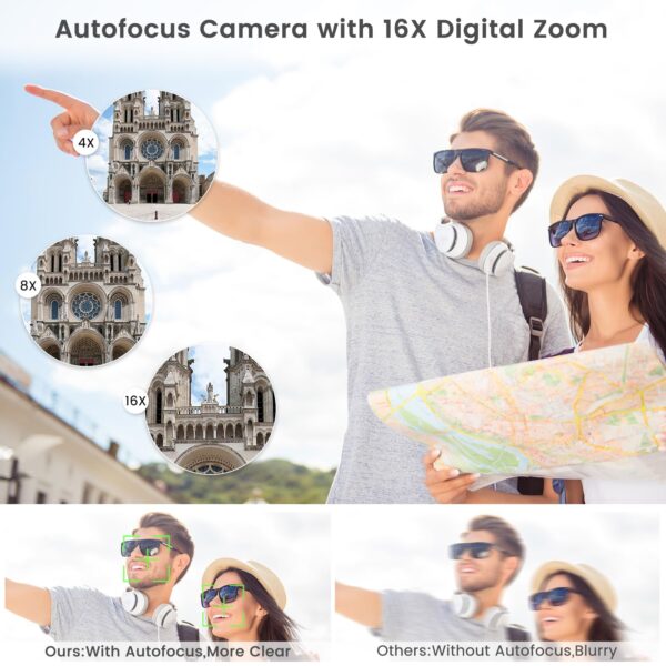 8K Digital Camera for Photography, Vlogging Camera for YouTube with Autofocus, WiFi Touchscreen 16X Digital Zoom Video Camera with 3000mAh Battery, Dual-Lens, Lens Hood, 32GB TF Card and Flash,Black - Image 5