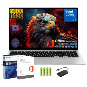 SAMSUNG Galaxy Book4 AI Business Laptop [Windows 11 Pro], 15.6" FHD, Intel 10-Core 7-150U, 16GB RAM, 1TB SSD, Lifetime MS Office, Backlit KB, Fingerprint, RJ-45, 15Hrs Battery Life, Hub+Battery