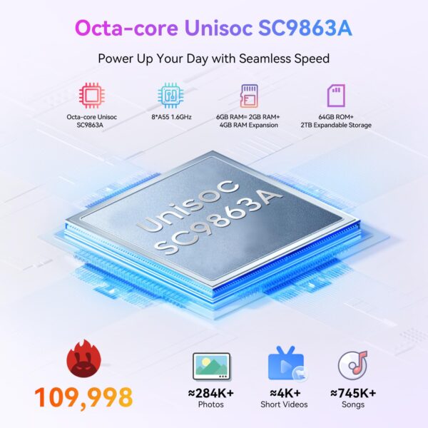 Blackview Wave 8C Unlocked Android Phones, Android 14 Unlocked Phones, Octa-Core 6GB+64GB/SD 2TB, 5000mAh Smart Phone, 6.56" HD, 2 Years Warranty, 3 Card Slots, 4G Dual T-Mobile, 3.5mm Headphone Jack - Image 7