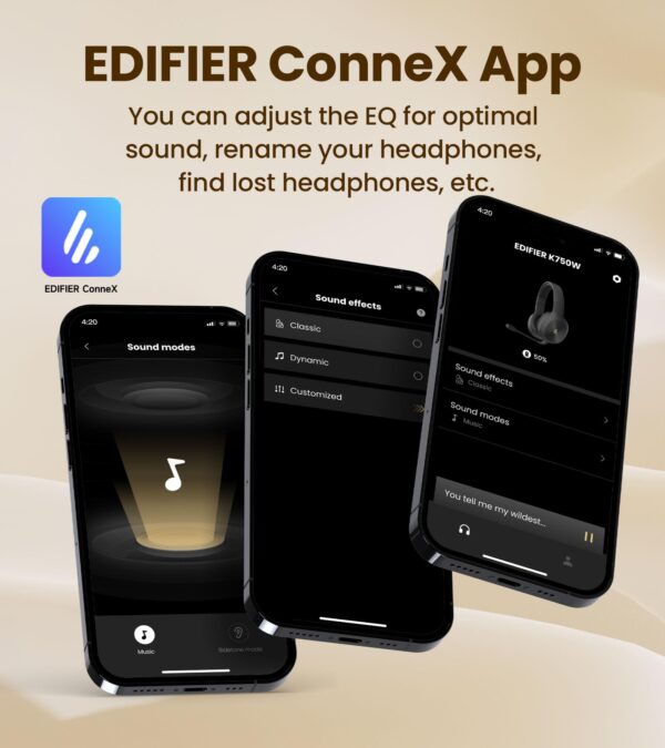 Edifier K750W Wireless Stereo Headset, Over-Ear Headphones with Detachable Boom Mic, AI Call Noise Cancellation, 55H Playtime, Bluetooth 5.4 & Multipoint Connection, Fast Charging - Gray - Image 2