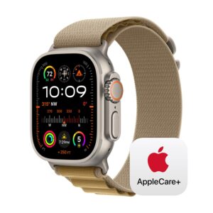 Apple Watch Ultra 2 [GPS + Cellular 49mm] Smartwatch, Sport Watch with Natural Titanium Case with Tan Alpine Loop - S. Fitness Tracker, Action Button, Carbon Neutral with AppleCare+ (2 Years)