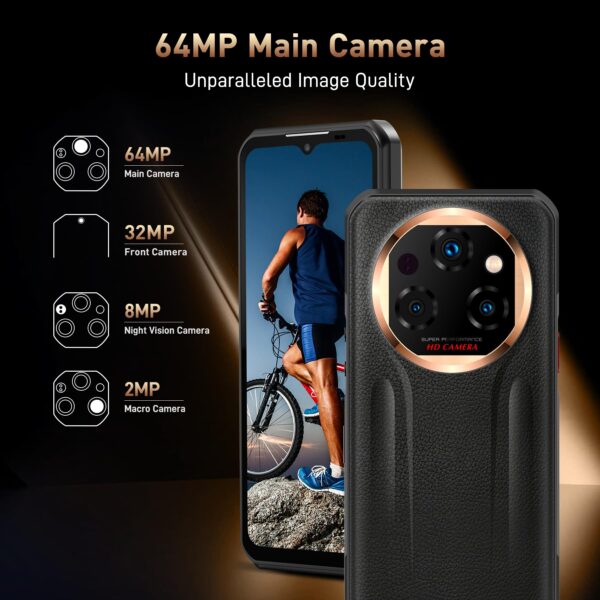OUKITEL WP39 PRO Rugged Phone 5G Unlocked 2025-36GB+512GB/2TB Cell Phone, 11000mAh(33w) Battery, 6.6''FHD+Display Rugged Smartphone, 64MP Camera, 5G Dual SIM Android 14 Phone, NFC/GPS/T-Mobile,Blue - Image 4