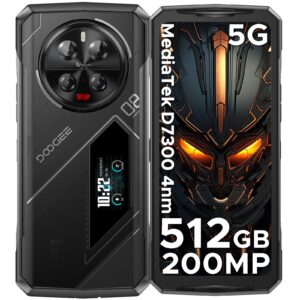 DOOGEE V40 Pro 5G Rugged Phone, 36GB RAM+512GB ROM Android 14 Rugged Smartphone, 6.78" FHD+120Hz Screen, 4nm D7300 CPU, Outdoor Waterproof Phone with 1.47" Rear Screen, 200MP AI Camera, NFC/WiFi 6
