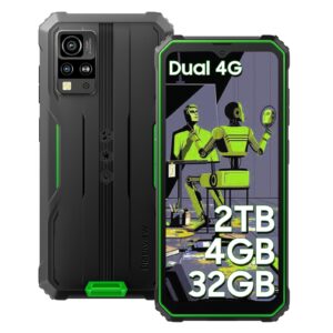 Blackview Phone BV4800, Android 4GB+32GB 2TB Expand Rugged Smartphone, 6.56" Incell Screen 5180mAh Rugged Phone, 4G T-Mobile Dual SIM Rugged Smartphone Unlocked, IP69K, 3 Card Slots/Face ID-Green