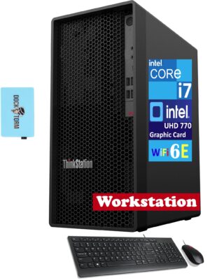 Lenovo ThinkStation P360 Desktop (12-Core Intel i7-12700, Intel UHD 770, 32GB DDR5 RAM, 1TB PCIe SSD, WiFi 6E, Bluetooth 5.1, USB KYB and Mouse, Win 11 Pro) with Dockztorm Hub