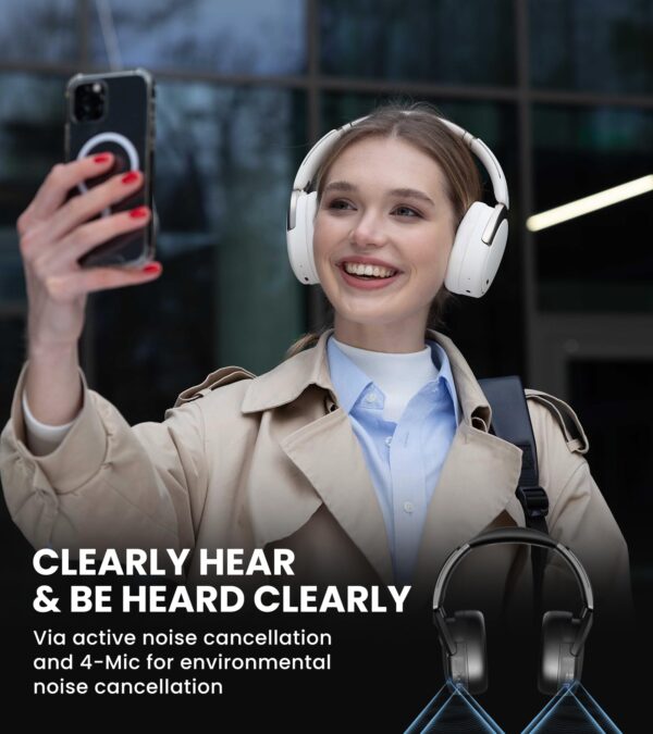 Edifier WH950NB Active Noise Cancelling Headphones, Bluetooth 5.3 Wireless Headphones, LDAC Hi-Res Audio, 55 Hours Playtime, Google Fast Pairing for Android, Dual Device Connection, App Control, White - Image 7