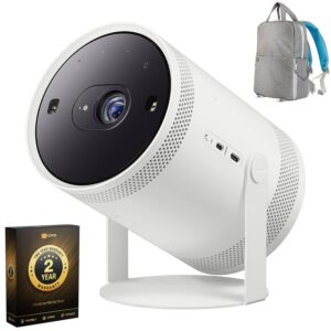 Samsung SP-LFF3CLAXXZA The Freestyle Projector 2nd Gen with Gaming Hub Bundle with 2 Year CPS Enhanced Protection Pack and Deco Gear Photo/Video Camera Backpack