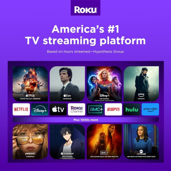 Roku Smart TV – 75-Inch Plus Series 4K QLED RokuTV with Roku Voice Remote Pro, Dolby Vision, Striking 4K Resolution, Automatic Brightness, & Seamless Streaming – Live Local News & Sports - Image 6
