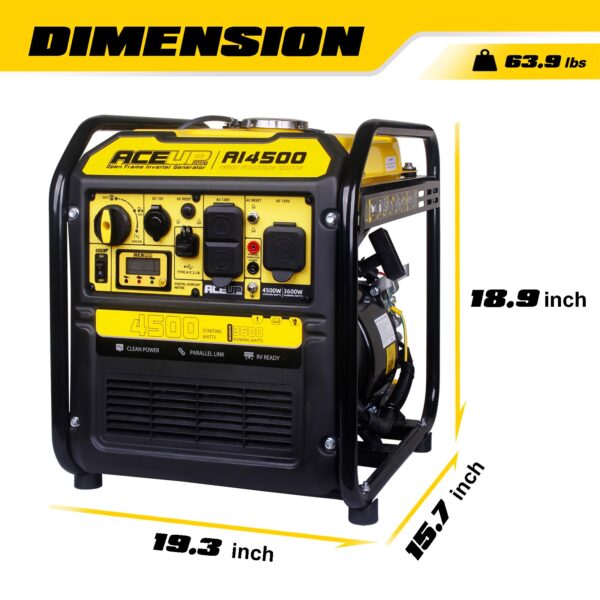 Aceup Energy 4500 Watt Inverter Generator 223CC, Gas Powered Generator for Camping, Home Use, RV-Ready EPA Compliant - Image 7
