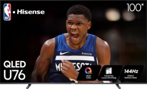 Hisense 100-Inch Class U7 Series ULED 4K UHD Google Smart TV (100U76N, 2024 Model) - QLED, Native 144Hz, Motion Rate 480, Dolby Vision, Full Array Local Dimming, Game Mode Pro, Alexa Compatibility