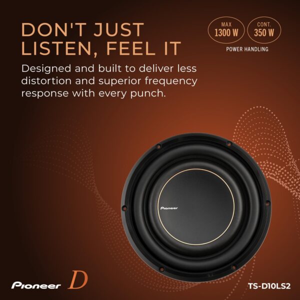 Pioneer TS-D10LS2 - Powerful 10-inch Shallow Subwoofer, 1300 Watts Peak PowerSingle 2 Ohms Voice Coil and Compact Design for Deep Bass - Image 4