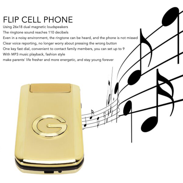 Ejoyous Flip Seniors Phone, Big Font Big Screen Loud Phone One Key Shortcut Dialing Cell Phone with Ultra Long Standby Dual Card Dual Standby G9000 Gold - Image 8