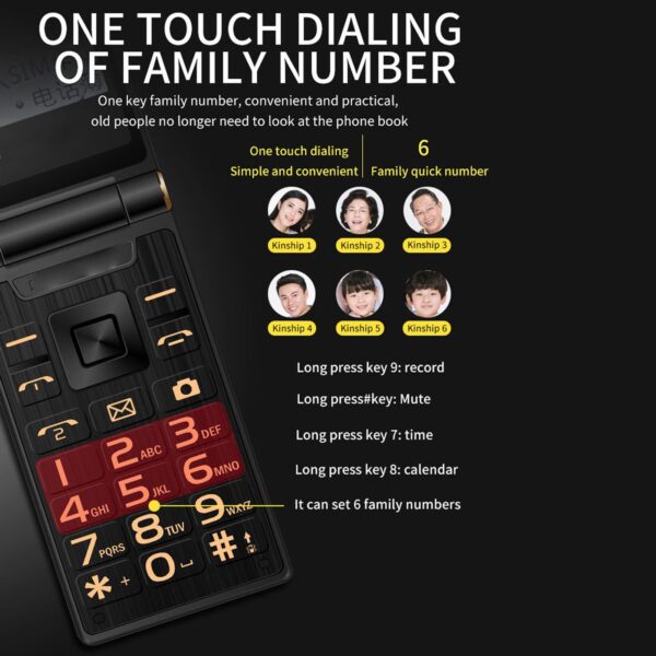 Diyeeni M31 2G GSM Unlocked Senior Flip Phone, Big Cell Phone with SOS Button, Dual SIM Basic Phone for Elderly, with 2.8 Inch Screen, 5900mAh Battery, Loud Sound, Flashlight (US - Image 6