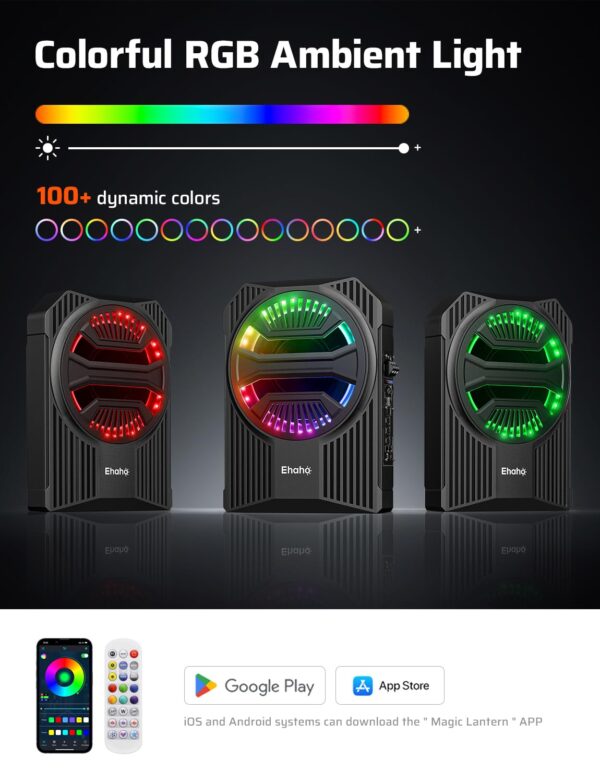 Ehaho 10" 1000W Slim Underseat Car Powered Subwoofer with Amplifier & RGB Lights – APP/Remote Control, Music Sync Bass & Rainbow Chasing Effects, Car Truck Audio Subwoofer and Amp Package - Image 9