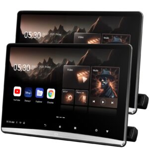 12.4 inch 4K Android 11 Portable Car TV Headrest Monitor Rear Entertainment System for Cars Back Seat, Dual Linked Touch Screen Support Phone Wireless mirroring,with WiFi/Bluetooth/HDMI/Video Player