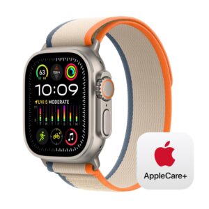 Apple Watch Ultra 2 [GPS + Cellular 49mm] Smartwatch with Rugged Titanium Case & Orange/Beige Trail Loop M/L. Fitness Tracker, Precision GPS, Action Button, Carbon Neutral With AppleCare+ (2 Years)