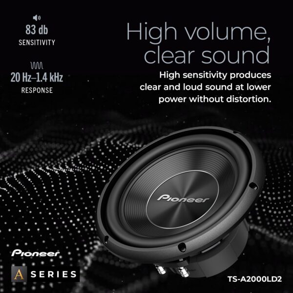 Pioneer TS-A2000LD2 8” Shallow Mount Component Subwoofer, 700 Watts Max Power - Image 3