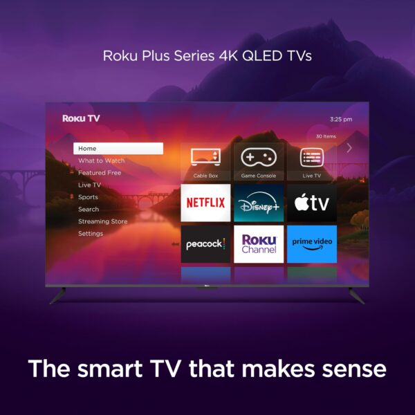Roku Smart TV – 75-Inch Plus Series 4K QLED RokuTV with Roku Voice Remote Pro, Dolby Vision, Striking 4K Resolution, Automatic Brightness, & Seamless Streaming – Live Local News & Sports - Image 11