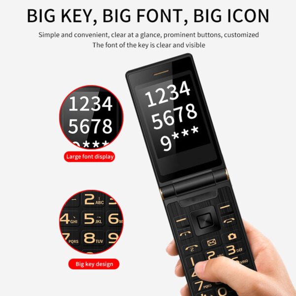 Diyeeni M31 2G GSM Unlocked Senior Flip Phone, Big Cell Phone with SOS Button, Dual SIM Basic Phone for Elderly, with 2.8 Inch Screen, 5900mAh Battery, Loud Sound, Flashlight (US - Image 8