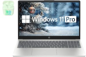 HP 15.6" FHD Business & Student Laptop Computer, 32GB RAM 1TB SSD, 10-Core Intel Core i5, Windows 11 Pro Laptop with Microsoft Office Home & Business Included, PLUSERA Earphones, Silver