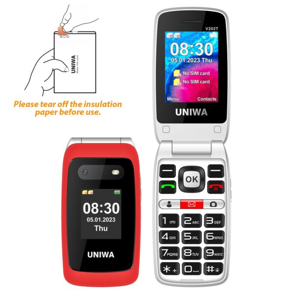 Mosthink 4G Unlocked Flip Cell Phone for Senior with Speed Talk SIM Card, SOS Big Button Basic Cell Phone for Elderly, 2.4'' HD Display, Big Volume, 1450mAh Battery with Charging Dock (Red) - Image 2