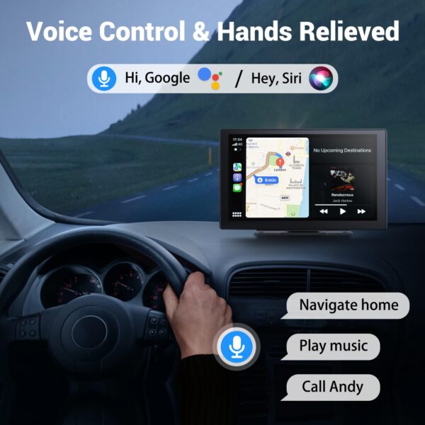 HAUXIY Wireless Apple Carplay Screen for Car 4K Dash Cam, 9" Portable Apple Carplay & Android Auto Car Stereo, with 1080p Backup Camera, GPS Navigation/Mirror Link/Voice Control/Bluetooth - Image 6