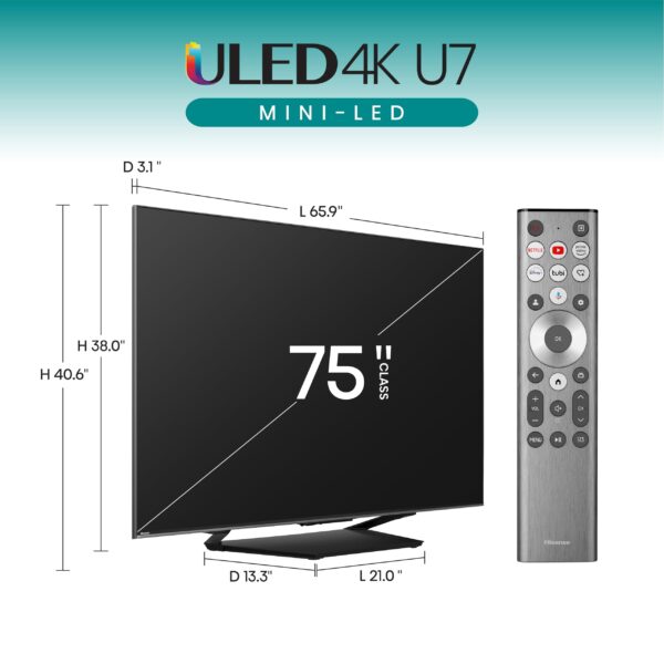 Hisense 75-Inch Class U7 Series Mini-LED ULED 4K UHD Google Smart TV (75U7N, 2024 Model) - QLED, Dolby Vision IQ, Dolby Atmos, Full Array Local Dimming, 144Hz Game Mode Pro, VRR, Alexa Compatibility - Image 23