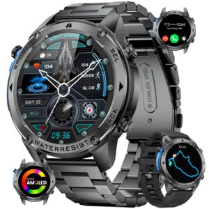 LIGE GPS Military Smart Watch for Men, Compass GPS Running Watch, 170+ Sport Modes Fitness Tracker Watch, 1.43'' AMOLED Smart Watches, Rugged Smart Watch for Android iOS